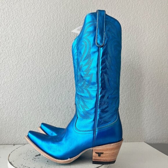 Lane SMOKESHOW Womens Cowboy Boots 10 Blue Western Cowgirl Mid Calf Pointed Toe - Picture 4 of 12